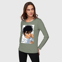 Лонгслив хлопковый женский Иппо Боксер, цвет: авокадо — фото 2