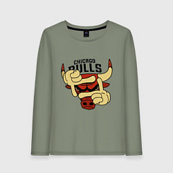 Лонгслив хлопковый женский Bulls logo with hands, цвет: авокадо