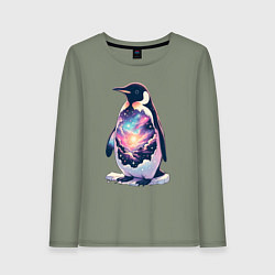 Женский лонгслив Пингвин с космосом