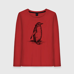 Лонгслив хлопковый женский Императорский пингвиненок, цвет: красный
