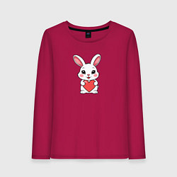 Лонгслив хлопковый женский Зайчонок с красным сердечком, цвет: маджента