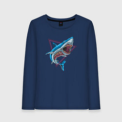 Лонгслив хлопковый женский Акула зомби, цвет: тёмно-синий