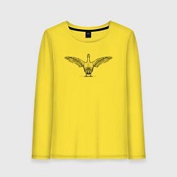 Лонгслив хлопковый женский Утка машет крыльями, цвет: желтый