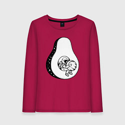 Лонгслив хлопковый женский Космическое авокадо, цвет: маджента