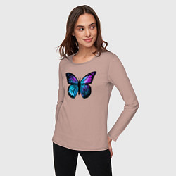 Лонгслив хлопковый женский Космическая бабочка, цвет: пыльно-розовый — фото 2