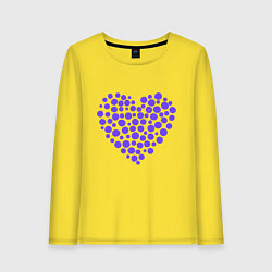 Лонгслив хлопковый женский Фиолетовое сердце из круглешков, цвет: желтый