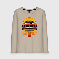 Лонгслив хлопковый женский Красный американский маслкар, цвет: миндальный