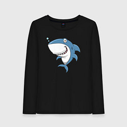 Лонгслив хлопковый женский Cute shark, цвет: черный