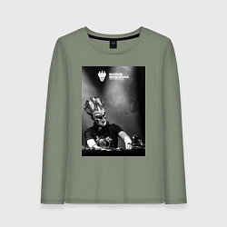 Лонгслив хлопковый женский Boris Brejcha high tech minimal, цвет: авокадо