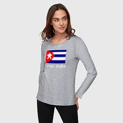 Лонгслив хлопковый женский Free Cuba, цвет: меланж — фото 2