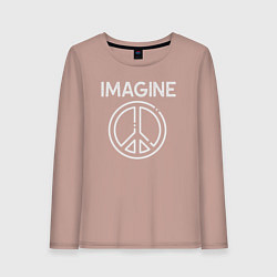 Лонгслив хлопковый женский Imagine peace, цвет: пыльно-розовый