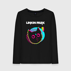 Лонгслив хлопковый женский Linkin Park rock star cat, цвет: черный