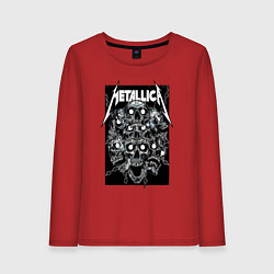 Лонгслив хлопковый женский Metallica - skulls, цвет: красный