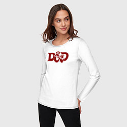 Лонгслив хлопковый женский Днд дракон лого, цвет: белый — фото 2