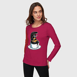 Лонгслив хлопковый женский Кофейный серфер, цвет: маджента — фото 2