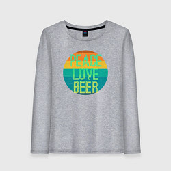 Лонгслив хлопковый женский Peace love beer, цвет: меланж