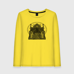 Лонгслив хлопковый женский Трон со скелетом чб, цвет: желтый