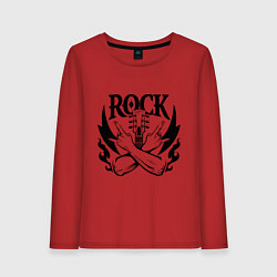 Лонгслив хлопковый женский Rock - guitar, цвет: красный