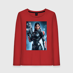 Лонгслив хлопковый женский Mass Effect -N7 armor, цвет: красный