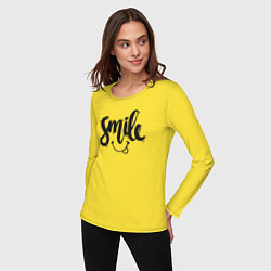 Лонгслив хлопковый женский Funny smile, цвет: желтый — фото 2