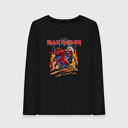 Лонгслив хлопковый женский Iron Maiden Run To The Hils, цвет: черный