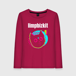 Лонгслив хлопковый женский Limp Bizkit rock star cat, цвет: маджента