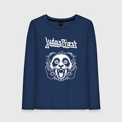 Лонгслив хлопковый женский Judas Priest rock panda, цвет: тёмно-синий