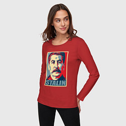 Лонгслив хлопковый женский Face Stalin, цвет: красный — фото 2