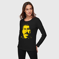 Лонгслив хлопковый женский Yellow Stalin, цвет: черный — фото 2