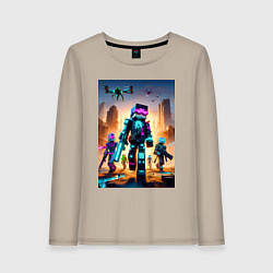 Лонгслив хлопковый женский Minecraft - cyberpunk ai art fantasy, цвет: миндальный