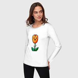 Лонгслив хлопковый женский Веселый тюльпан, цвет: белый — фото 2