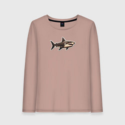 Лонгслив хлопковый женский Злая большая белая акула, цвет: пыльно-розовый