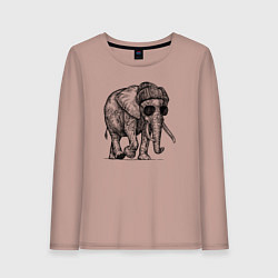 Лонгслив хлопковый женский Слон-хипстер, цвет: пыльно-розовый