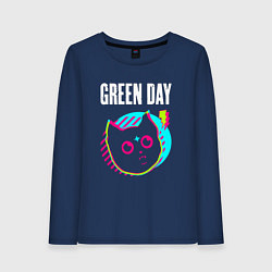 Лонгслив хлопковый женский Green Day rock star cat, цвет: тёмно-синий