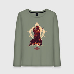 Лонгслив хлопковый женский Helldivers 2: Paratroopers Symbol, цвет: авокадо