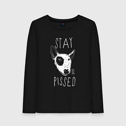 Лонгслив хлопковый женский Stay dog pissed, цвет: черный