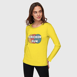 Лонгслив хлопковый женский Chicken gun круги, цвет: желтый — фото 2