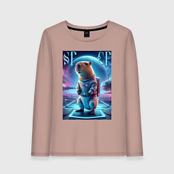 Женский лонгслив Космонавт Каппи в скафандре - нейросеть