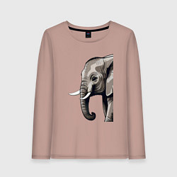 Лонгслив хлопковый женский Большой африканский слон, цвет: пыльно-розовый