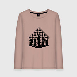 Лонгслив хлопковый женский The chessboard, цвет: пыльно-розовый