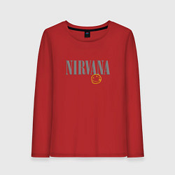 Лонгслив хлопковый женский Nirvana logo smile, цвет: красный