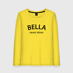 Лонгслив хлопковый женский Bella never alone - motto, цвет: желтый