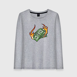 Женский лонгслив Банкноты в огне