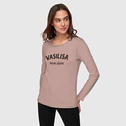 Лонгслив хлопковый женский Vasilisa never alone - motto, цвет: пыльно-розовый — фото 2