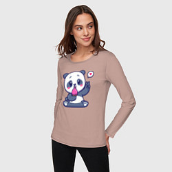 Лонгслив хлопковый женский Ice cream panda, цвет: пыльно-розовый — фото 2