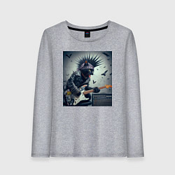 Женский лонгслив Котёнок панк гитарист - нейросеть