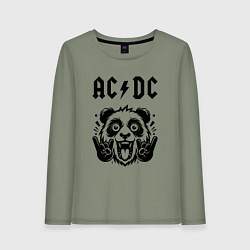 Лонгслив хлопковый женский AC DC - rock panda, цвет: авокадо
