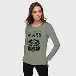 Лонгслив хлопковый женский Thirty Seconds to Mars - rock panda, цвет: авокадо — фото 2