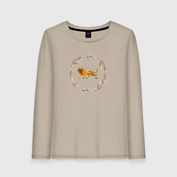 Лонгслив хлопковый женский Быть львом, цвет: миндальный