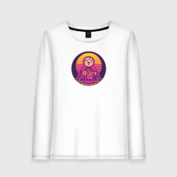 Лонгслив хлопковый женский Матрешка Retrowave, цвет: белый